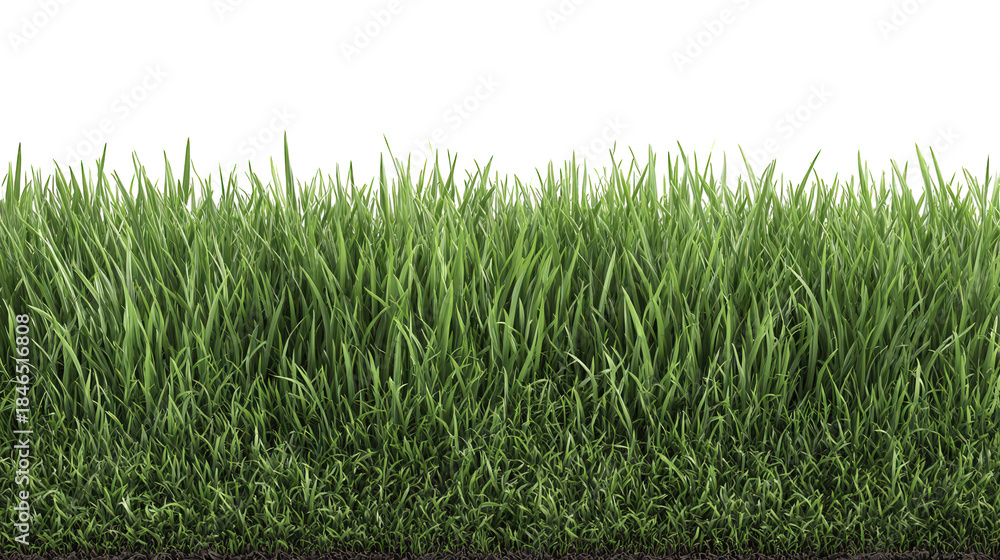 Obraz premium Dense Lawn Turf Edge Side View on White Background