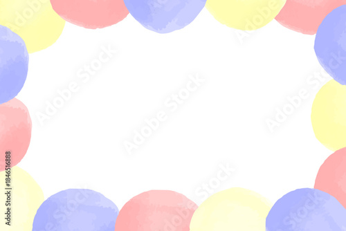 パステルカラーのカラフルな丸の水彩フレーム