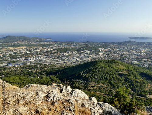 panorama above the region of toulon, in var, seen from mont coudon, including la valette du var.