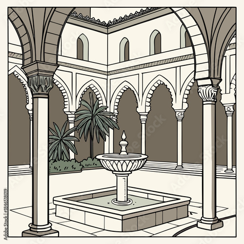 Traditional middle eastern mosque courtyard fountain 1