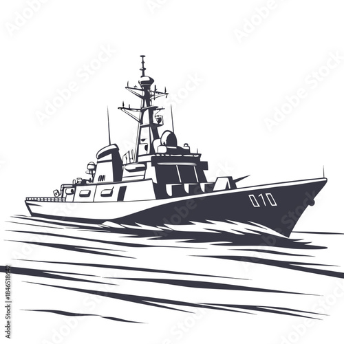 Navy destroyer cruising alone ship boat vessel naval