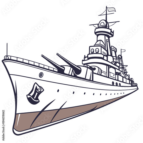 Battleship with visible lifeboats and deck warship