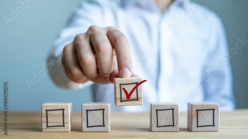 Hand choosing correct option from checklist
