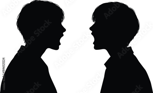 Two Silhouetted Faces Arguing, Conflict Co