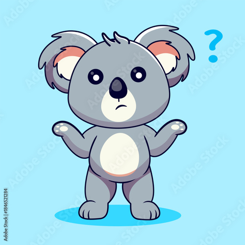 Confused Koala Shrugging with a Question Mark Vector Illustration Cartoon Design