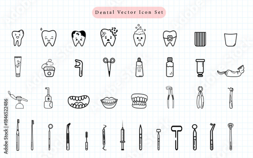 Dental care and tooth Vector Icon Set