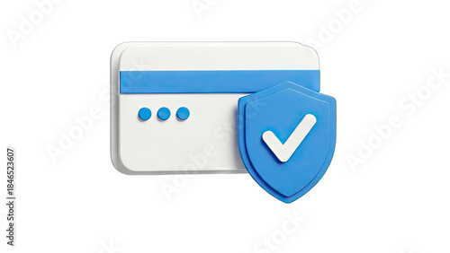 Credit Card Protected by Shield Icon - Security Concept