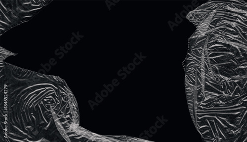 Overlay of Plastic Wrap Texture on a Black Background