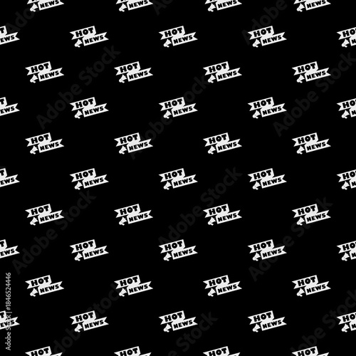 Hot news seamless pattern isolated on black background