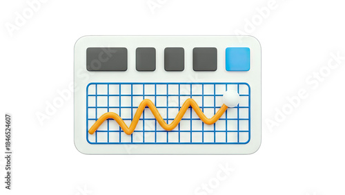 Data Analysis Chart Showing Growth - 3D Render