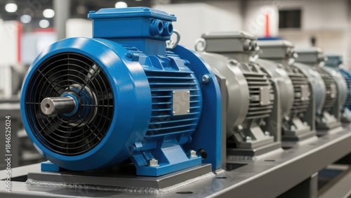 Industrial electric motors in a factory setting