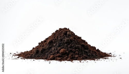 Wallpaper Mural Close-up of dark brown soil heap against stark white background. Pile represents natural earth, organic matter. Suggests preparation for planting gardening activities. Image highlights raw material Torontodigital.ca