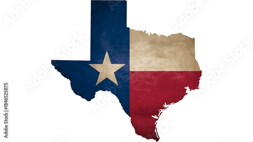 Texas state map with flag texture illustration
