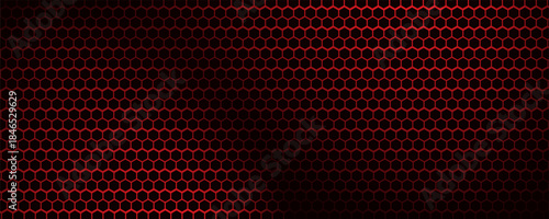 Red geometric polygons background, hexagon symbol, abstract black metallic wallpaper. vector illustration