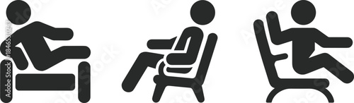 Three Silhouette Figures Sitting in Chairs and on Sofa icon