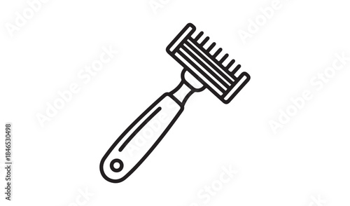 Line art icon of a safety razor or electric shaver with a clean handle