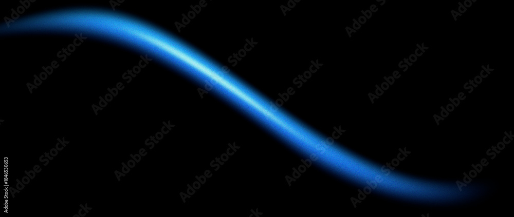 Obraz premium Grainy minimal glowing blue blur gradient line on black background