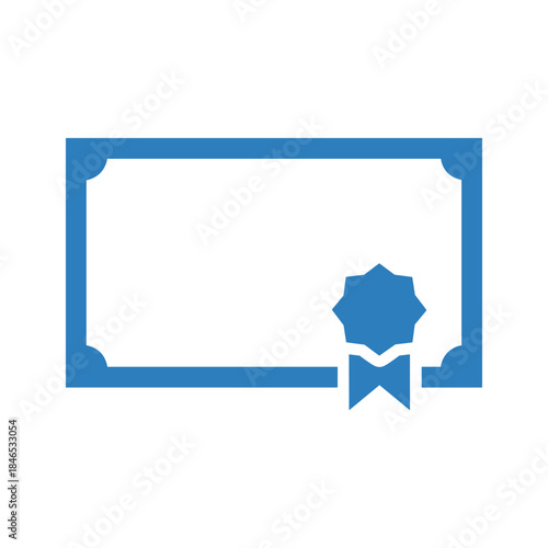 Blue certificate or diploma template with ribbon