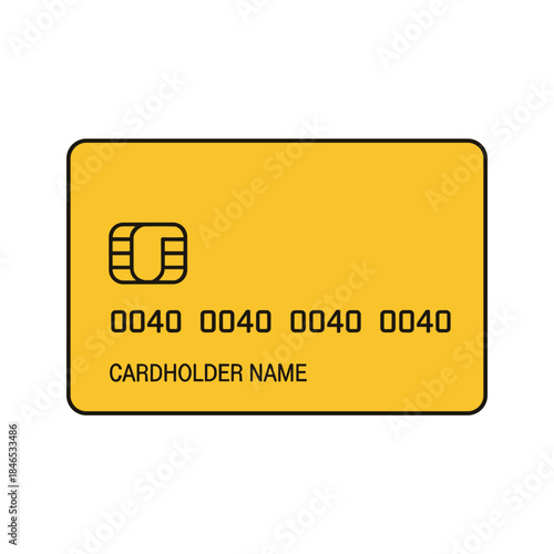 Gold credit card with chip and card number