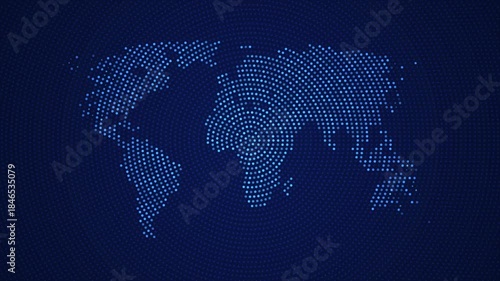 Digital World Map with Dotted Flicker and Scale Reveal Animation
