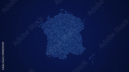 Digital France Map with Dotted Flicker and Scale Reveal Animation