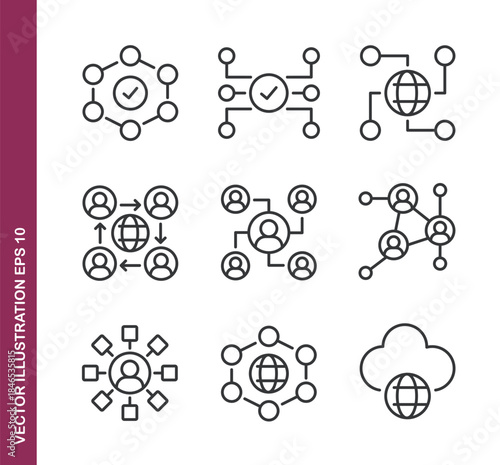 Connection line icons - Mini collection and editable stroke series icon