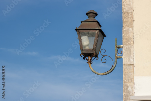 Lantern and a blue sky, Paxos, Greece