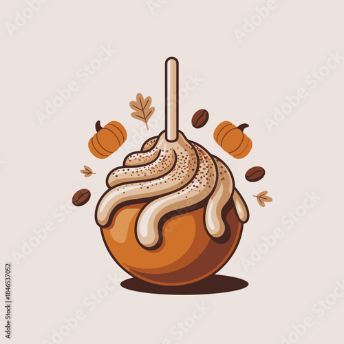 Minimalist vector illustration of pumpkin spice cake pop – Suitable for food blogs, cafe posters, or autumnal social media.