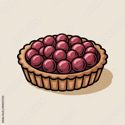 Thanksgiving cranberry tartlet vector illustration – Ideal for holiday recipe books, seasonal graphics, or food and beverage marketing.