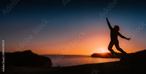 Solitary traveler at sunset reflecting on life journey, freedom and personal transformation during a quiet moment of travel and self-discovery