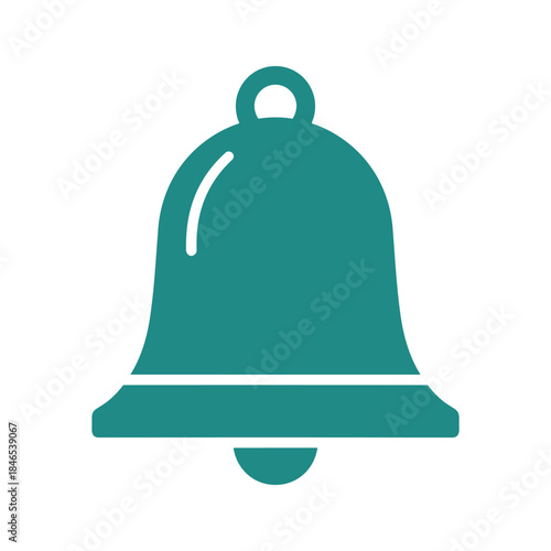 Teal bell icon on white background