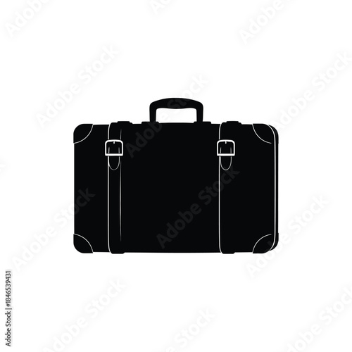 Black suitcase icon on transparent background