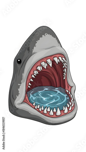 Shark Head with Open Mouth Illustration.