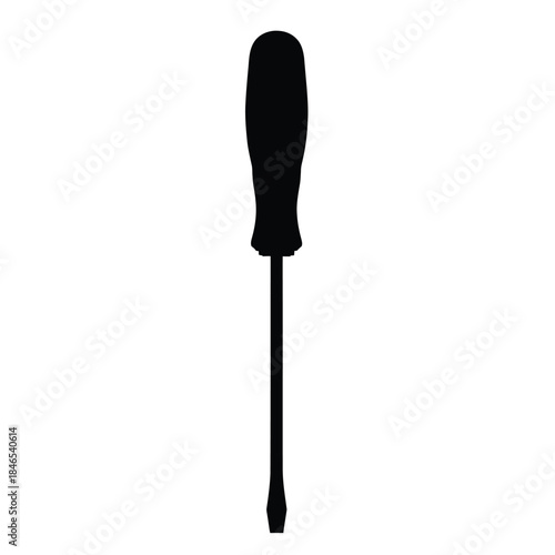 Black flathead screwdriver on transparent background