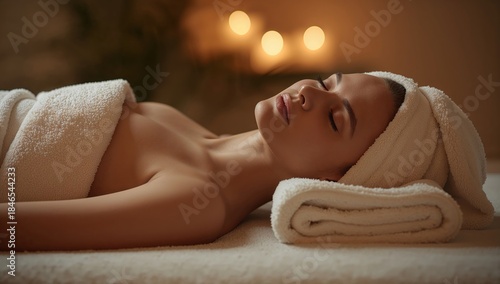 Professional skin care and facial therapy for a relaxed woman lying down in a modern wellness clinic for rejuvenation session.