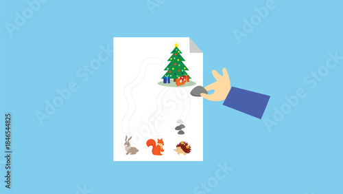 Merry Christmas and Happy New Year. Flat style vector illustration.