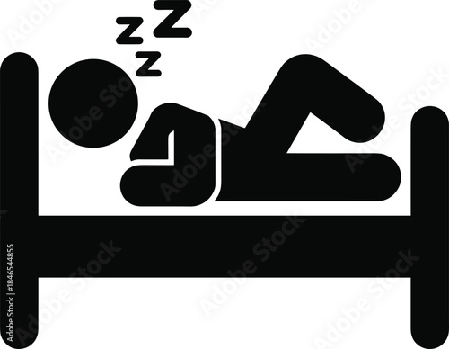 Silhouette of a person sleeping in bed with Zzzs indicating sleep on a white background vector illustration