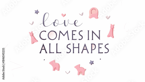 Cute animal silhouettes form a giant heart shape with love text