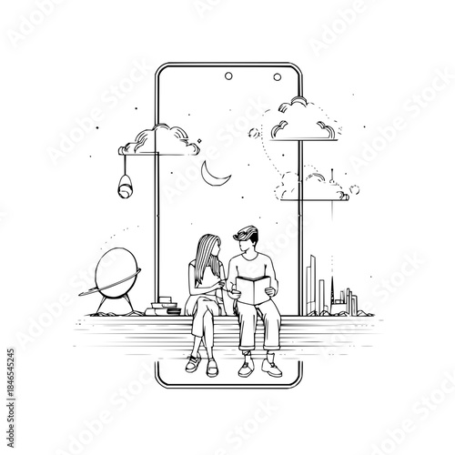 Illustration of a throne design with line art for fantasy art and architectural design projects and coloring pages