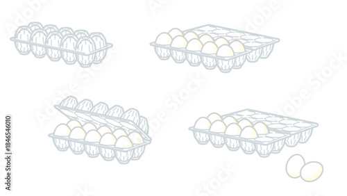 たまごパックのイラストセット・バリエーション