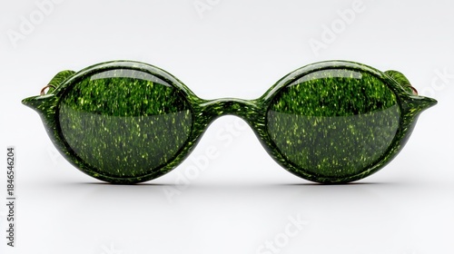 Unique Green Round Sunglasses with Textured Lenses.