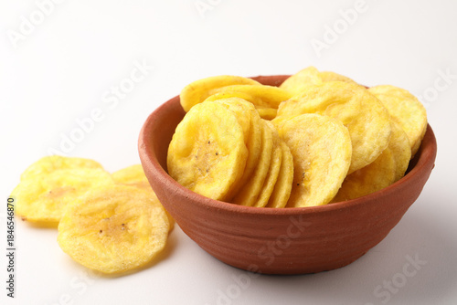 Banana chips is a deep-fried or dried,  crispy slice of banana. 