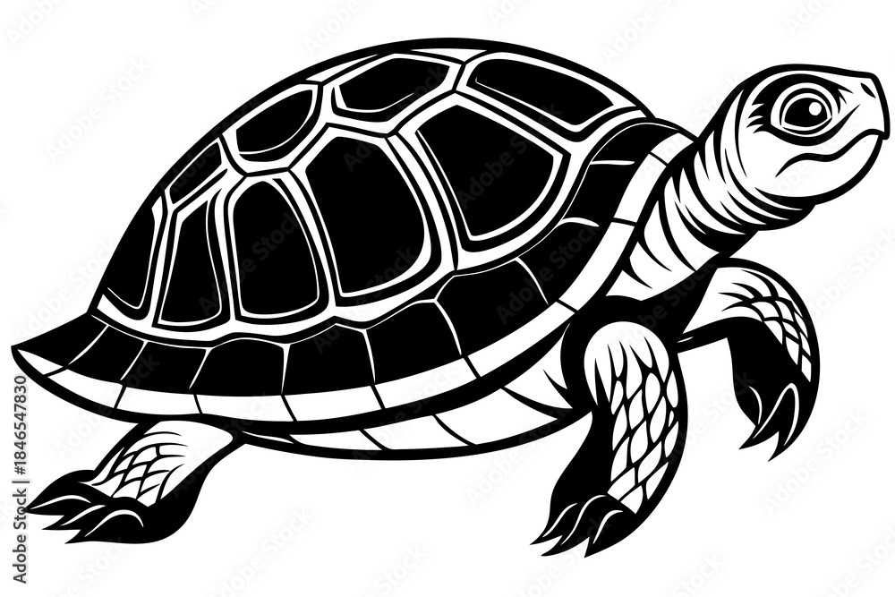 Fototapeta premium turtle linocut art white background 