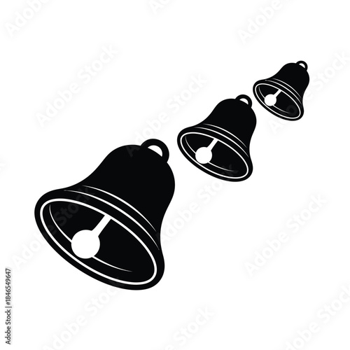 Three black bells on transparent background