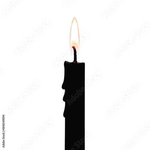Single lit candle on transparent background