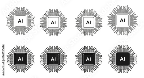 Digital art featuring multiple circular designs with the letters ai in the center, surrounded by intricate patterns