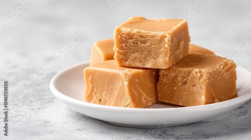 Caramel fudge pieces on plate