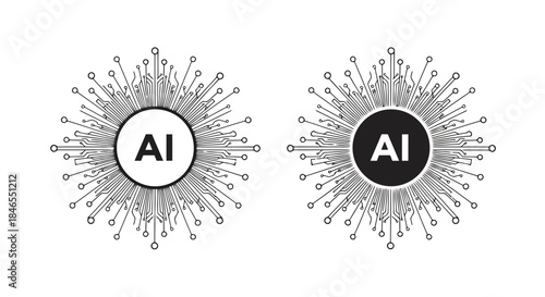 Ai concept with neural network illustration, showcasing artificial intelligence and machine learning technology