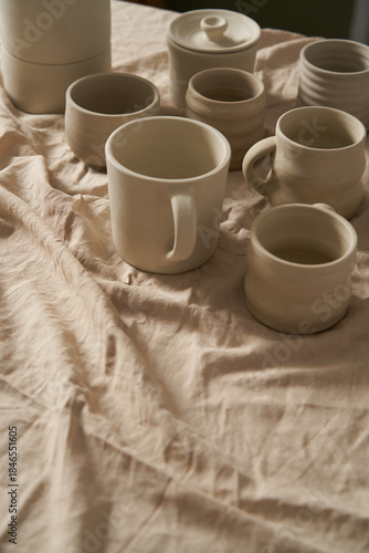 Pottery class. Cuts are ready to be paint   