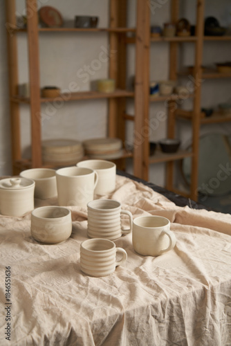 Pottery class. Cuts are ready to be paint   